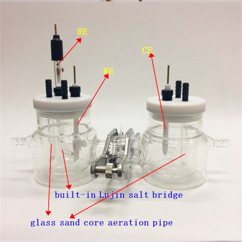 H type temperature controlled sealed electrochemical cell 50ml Electrochemical Cells